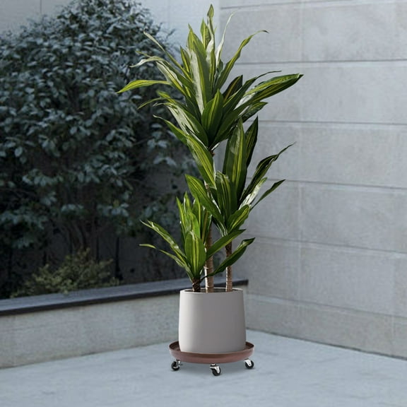 2 Pack 16 inch Plant Caddy with Easy Moving Caster Wheels,Round Movable Planter Dolly Trolley Tray,Rolling Plant Stand Pot Saucer w/Brakes,for Indoor Outdoor Round Flower Pot (Bronze)