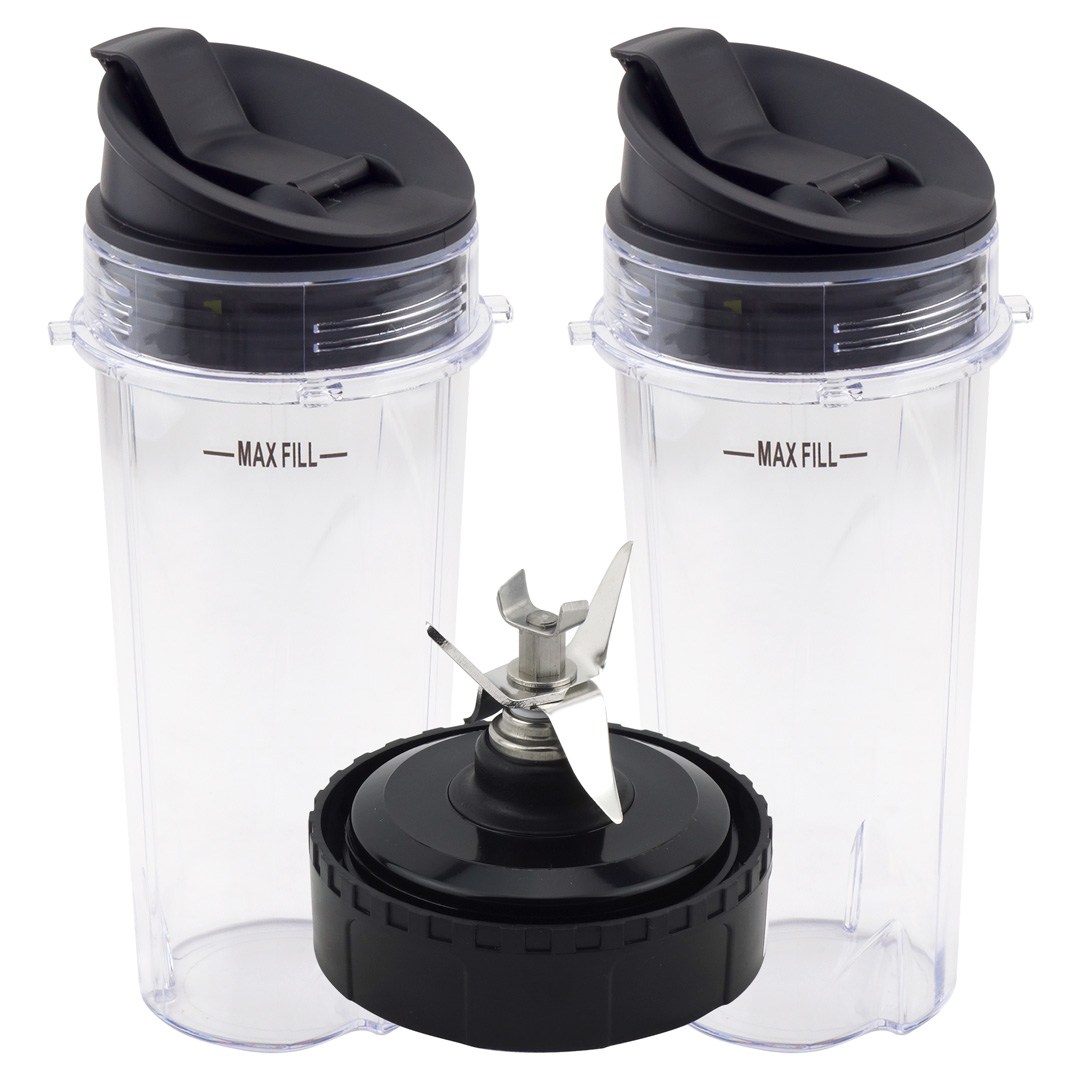 2 Pack 16 oz Cup with Sip & Seal Lid and Extractor Blade Replacement Parts 322KKU770 Compatible with Nutri Ninja BL770 BL771 BL772 BL773CO BL780