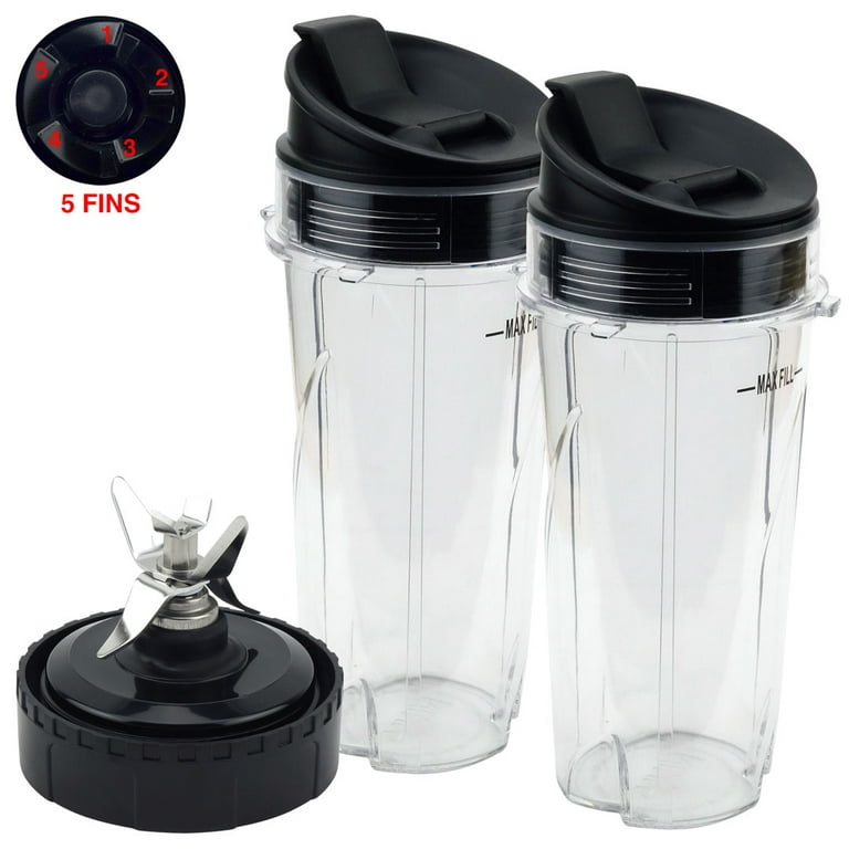16oz Blender Cup Set 6pcs Replacement Parts Compatible with Ninja Single  Serve Cup with Lid and Seal Lid Compatible with Nutri Ninja Series for  QB3000