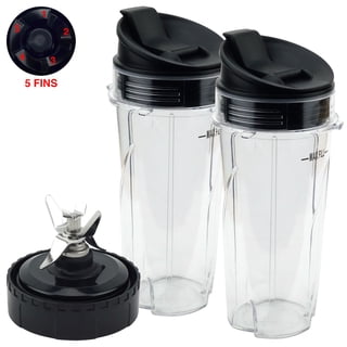 2 Pack 16 oz Cups with Sip & Seal Lid and Pro Extractor Blade Assembly Replacement Part Compatible with Nutri Ninja QB3000 Series 476KKU3000 5 Fins