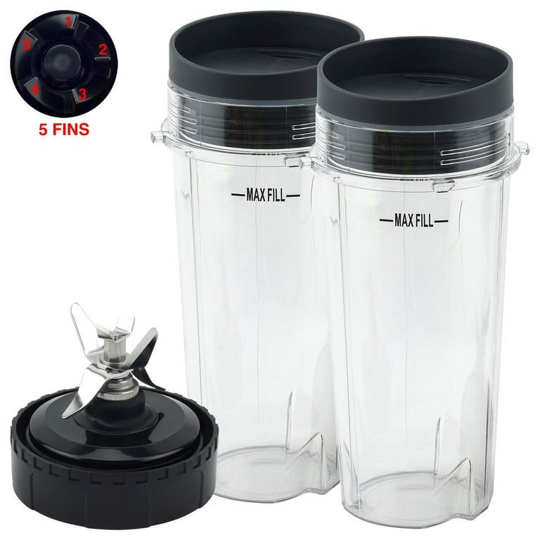 2 Pack 16 oz Cups with To Go Lid and Pro Extractor Blade Assembly