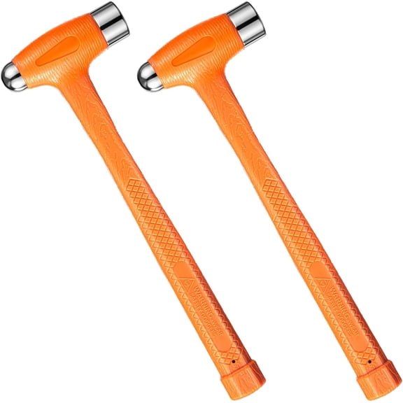2 Pack 16 oz Dual Head Dead Blow Hammer 1 Pound Ball Peen and Flat Face for Metalworking Auto Repair, Striking with Non Slip Grip