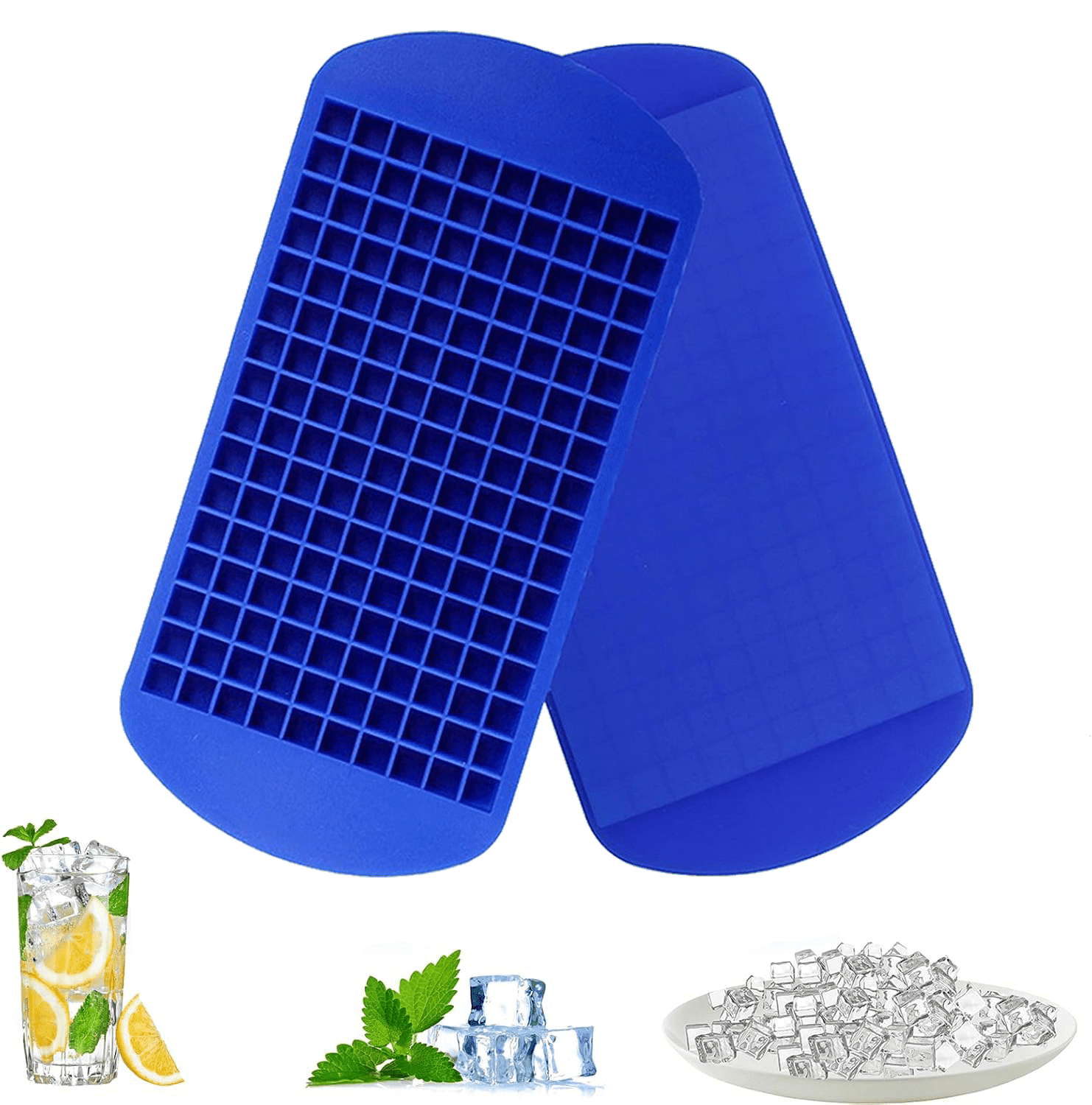2 Pack, 160 Silicone Mini Ice Cube Trays Small Tiny Nugget Ice Cube Trays
