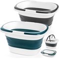 thumbnail image 1 of 2 Pack 16L/4.2 Gallon Collapsible Plastic Bucket, Foldable Mop Bucket Laundry Basket with Handle, Portable Water Pail Space-Saving for House Cleaning, Car Washing, Fishing, Camping, 1 of 4