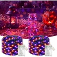 thumbnail image 1 of Halloween Fairy Lights Battery Operated, 2 Pack 16FT 50LED Orange Purple Dimmable Twinkle String Lights with Timer and 8 Modes, USB Waterproof for Bedroom Party Decor, 1 of 9