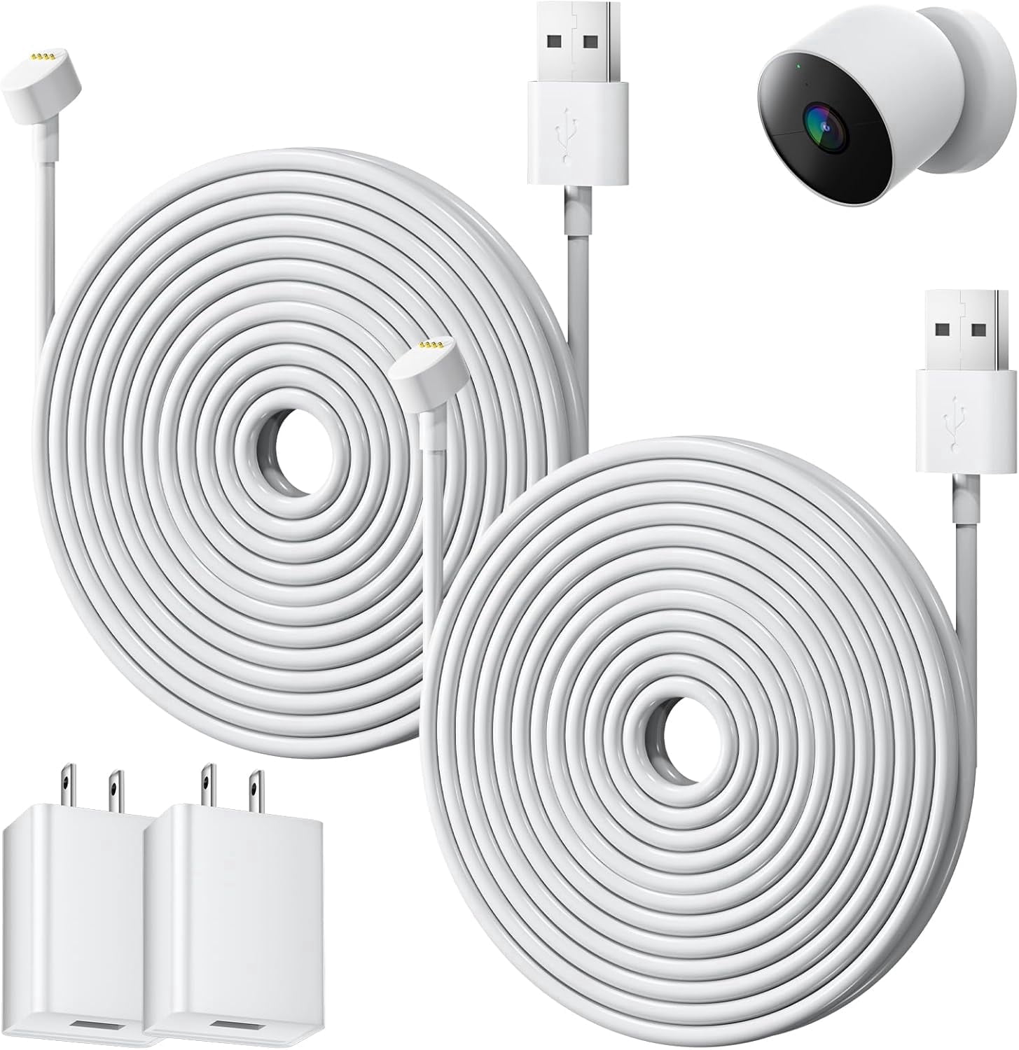 2 Pack 16ft/5m Power Cable Compatible with Google Nest Cam Battery (2nd ...