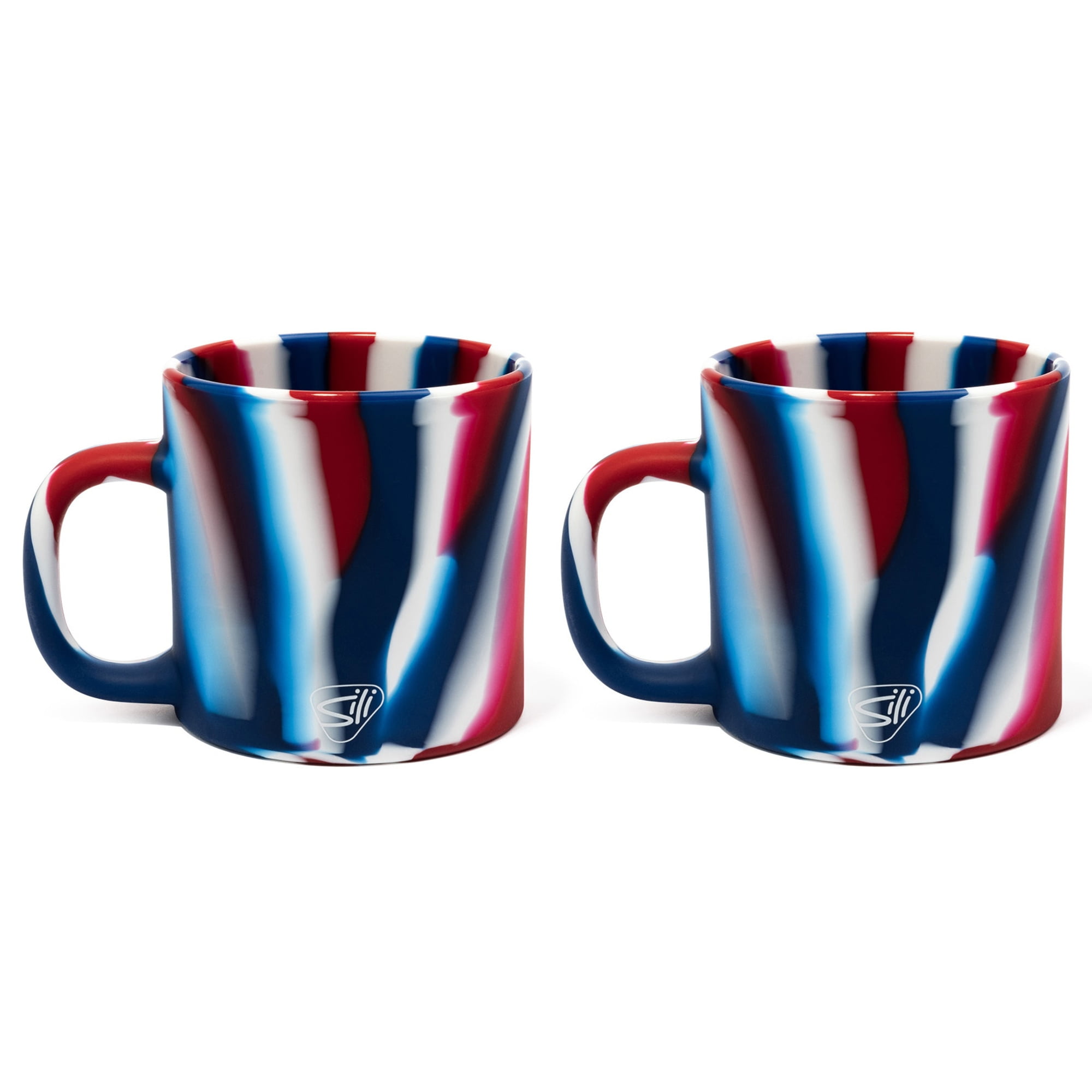 2 Pack 16oz Silicone Coffee Mug, The Patriot (Red, White, Blue)