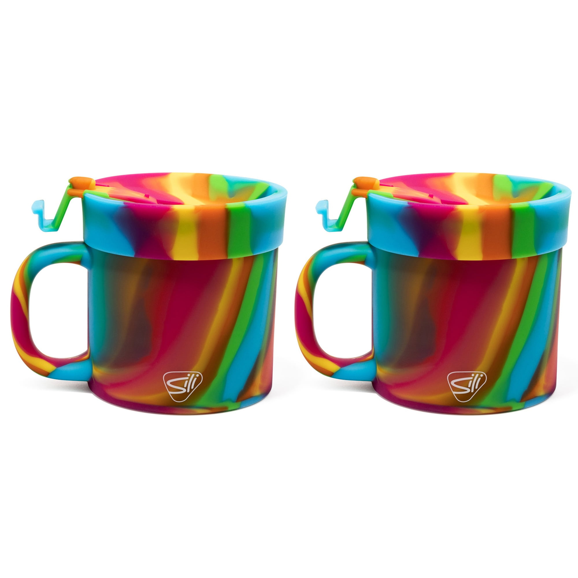 2 Pack 16oz Silicone Coffee Mug W/ Lid, Hippie Hops