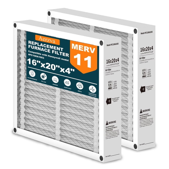 2-Pack 16x20x4 Air Filter Compatible with Honeywell FC100A1003, MERV 11 HVAC Furnace Filter Replacement, Actual Size:15.94"x19.75"x4.38"