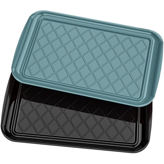2 Pack 17"10.5" BBQ Prep & Serve Trays Green Black