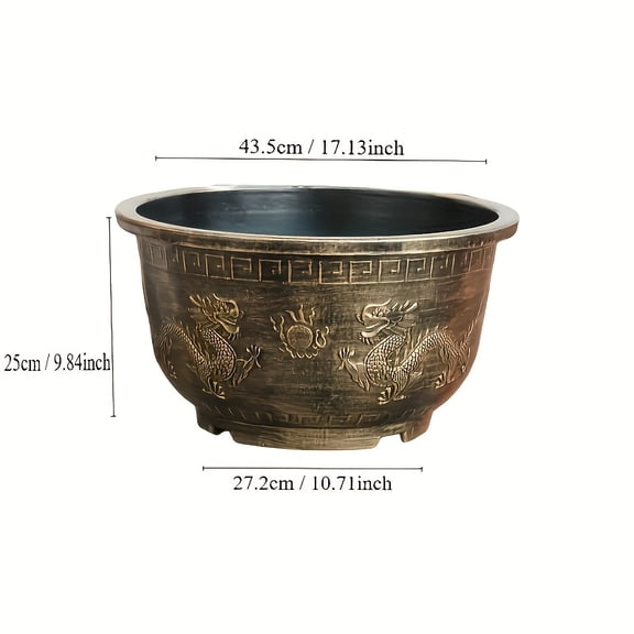 2-Pack 17-Inch Dragon-Themed Resin Planter Pots, Fish and Plant Friendly Garden Pots for Lotus, Small Trees, and Succulents, Indoor and Outdoor Decorative Planters
