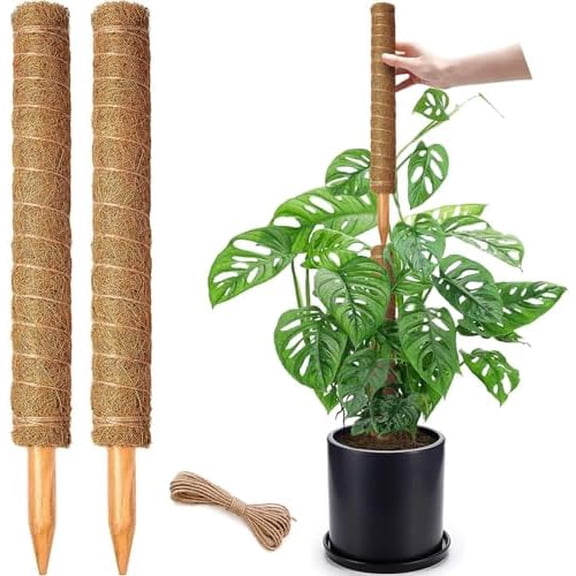 2 Pack 17 Inch Moss Pole, Stackable Moss Poles for Climbing Plants Monstera, Tall Plant Sticks Accessories, Large Coir Plant Support Stakes for Potted Plants Indoor, Pothos, Philodendron