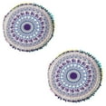 thumbnail image 1 of 2 Pack 17" Round Pillow Cover, Decorative Mandala Pillow Sham, Bohemian Ottoman Poufs, Pom Pom Pillow Cases, Outdoor Cushion Cover G, 1 of 4