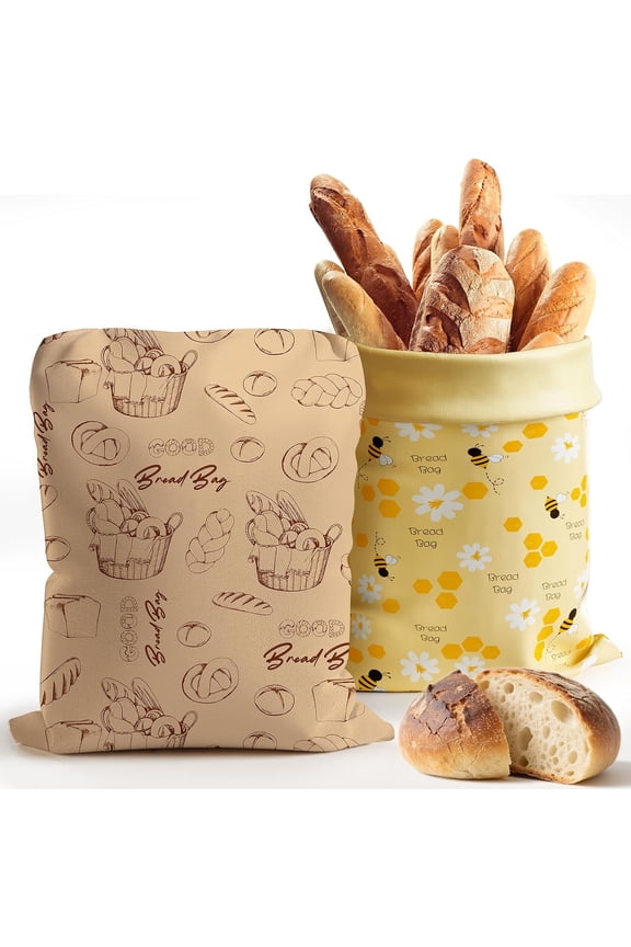 2 Pack Reusable Beeswax Bread Bags for Homemade Bread Sourdough, 17"×13" XL Cotton Beeswax Bags, Freezer Safe Storage Container, Keep Loaf Fresh for Gift Giving