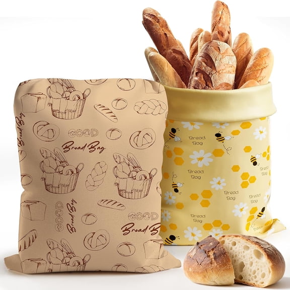 2 Pack Reusable Beeswax Bread Bags for Homemade Bread Sourdough, 17"13" XL Cotton Beeswax Bags, Freezer Safe Storage Container, Keep Loaf Fresh for Gift Giving