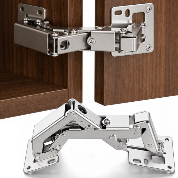 2 Pack 175 Degree Hidden Hinges Frameless Cabinet Doors Hinges Hydraulically Adjustable Mount Soft Close for Kitchen Corner (Detachable Full Overlay)
