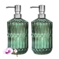 17Oz Glass Soap Dispenser Set (2 Pack), Hand/Dish Soap Bottles, Diamond ...