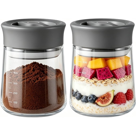 2-Pack 17oz Glass Jar with Airtight Lid, Twist-to-Lock Freshness, Easy Open