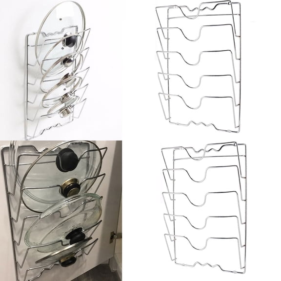 2 Pack 17x11 Inch Wall Mounted Pot Lid and Cutting Board Racks, Aluminum Alloy Multi Functional Space Saving Storage Organizer Set forKitchen Cabinet and Wall