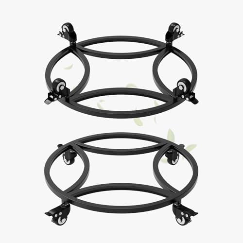 2 Pack 18.1" Plant Caddy with Wheels, Heavy Duty Construction, 300 Lbs Capacity, Load-Bearing Wheels with Brakes, Without Installation Required$$Garden & Patio