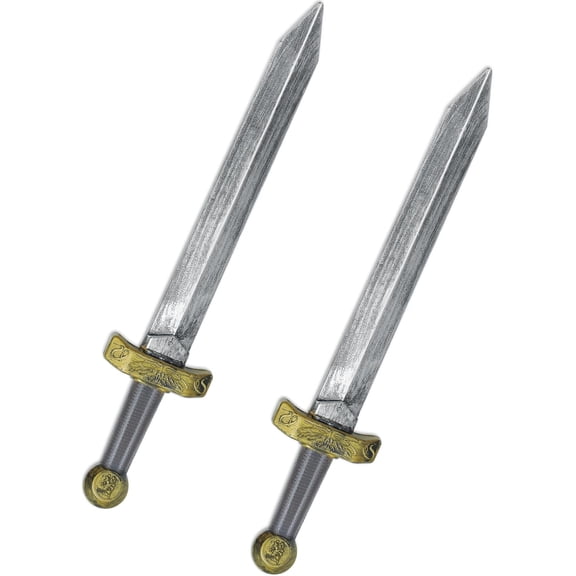 2-Pack 18.9 Inch Plastic Roman Swords, Medieval Knight Toy for Halloween Cosplay and Role-Play