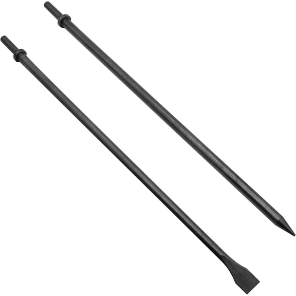 2 Pack 18"Air Hammer Bits Attachments 3/4" Width Air Cold Chisel Bits Set Air Pneumatic Hammer Flat and Point Chisels with Round Collar for Concrete and Tile,Cr-Mo Alloy Steel
