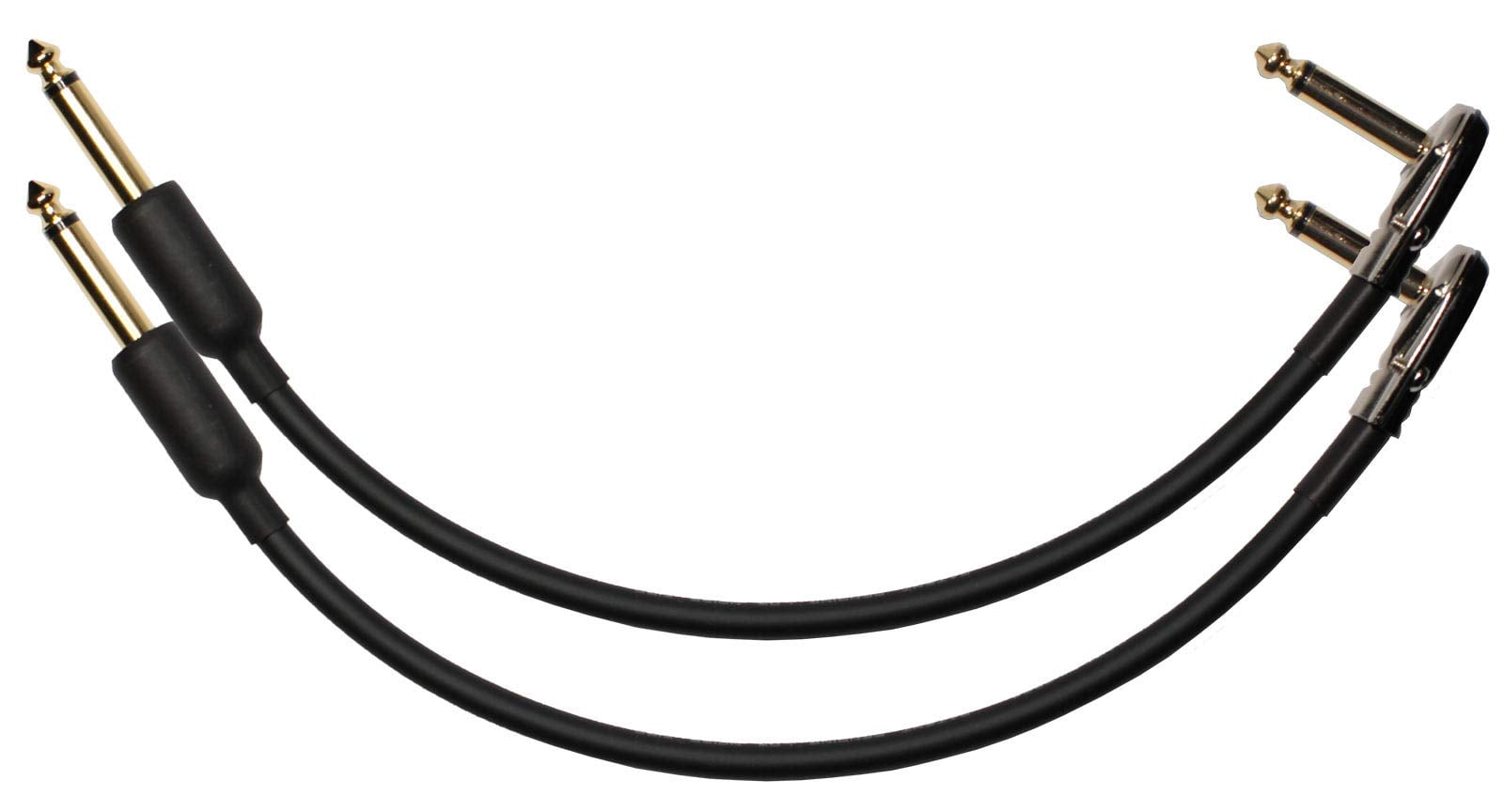 2-Pack 18" Castline Gold Mogami 2524 Guitar Pedal Board Effects Switcher Patch Cable 1/4 TS Low Profile and Short Barrel Connectors