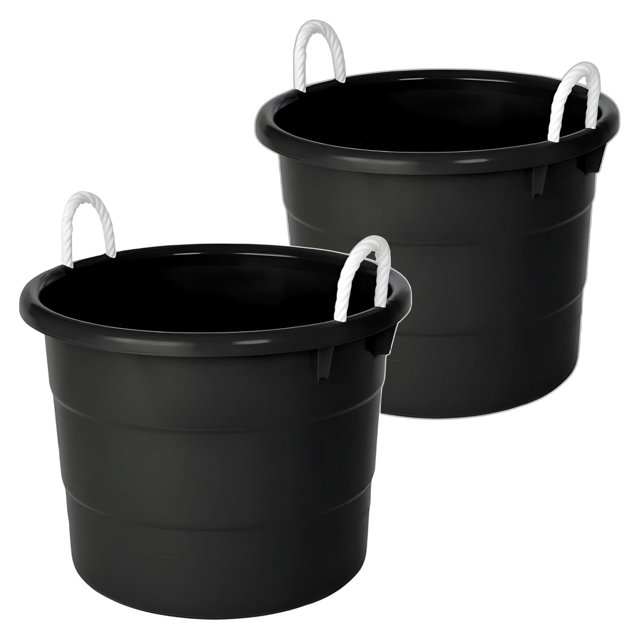 (2 Pack) 18 Gallon Round Storage Tub with Rope Handles, Open Top