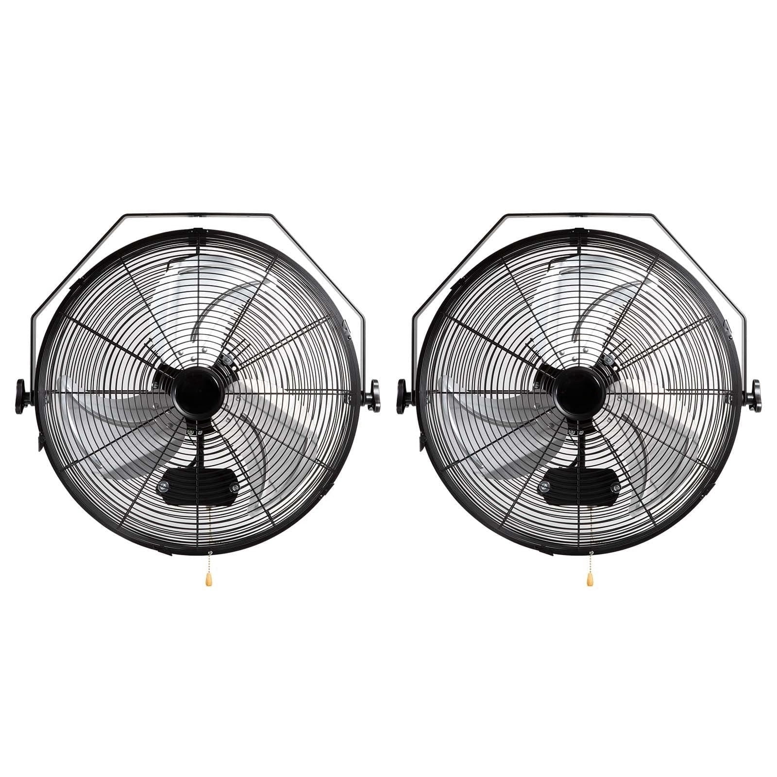 Walmart Same Model: Wall Mount Fan, 2-Pack 18 Inch, Manual 360° Tilt, 3 Speeds, High Velocity 4000 CFM, for Industrial, Warehouse, Workshop, Garage, Basement Use