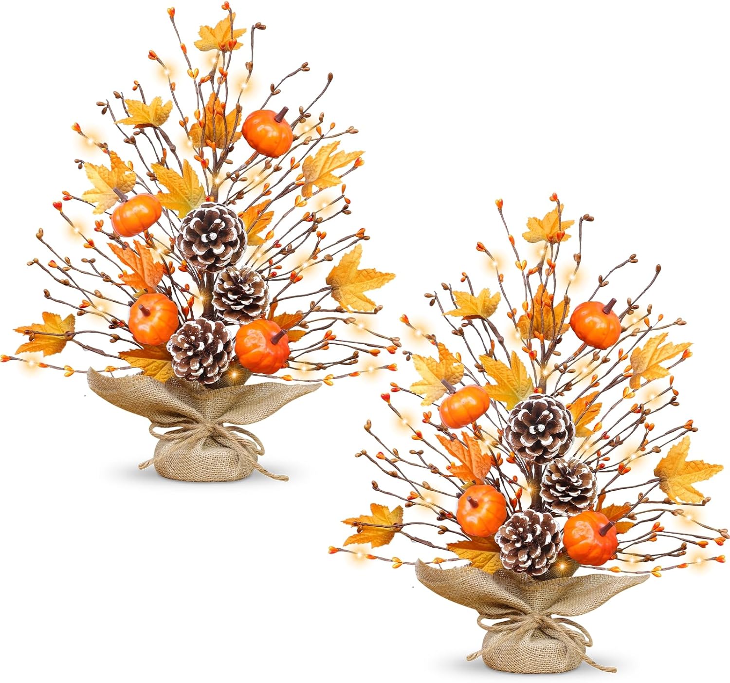 2 Pack 18 Inch Lighted Fall Tree Fall Decorations for Home, Fall Maples ...