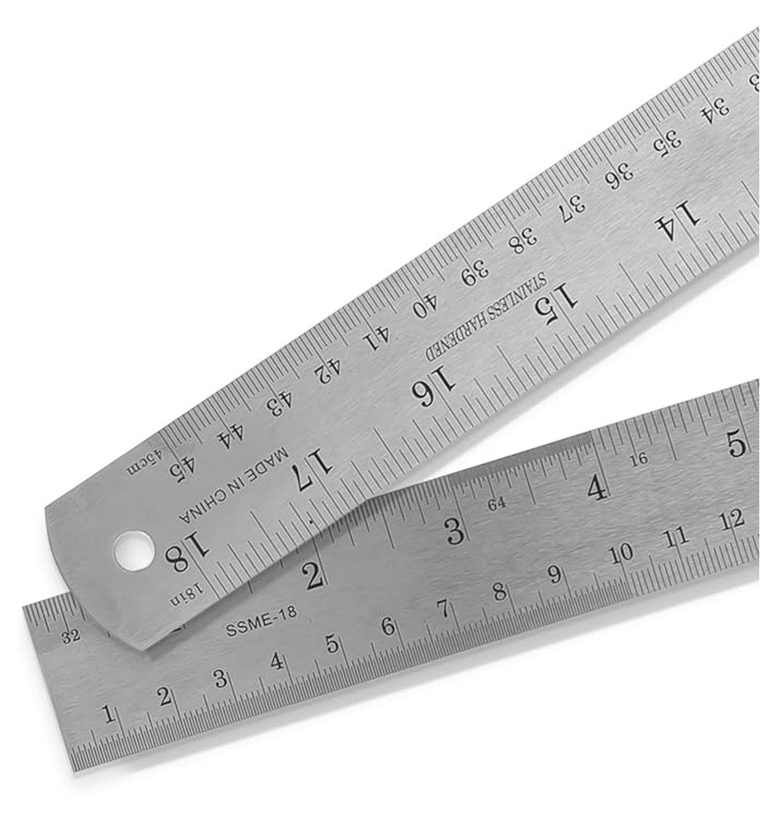 2 Pack - 18 Inch Stainless Steel Ruler with Inch/Metric Conversion ...