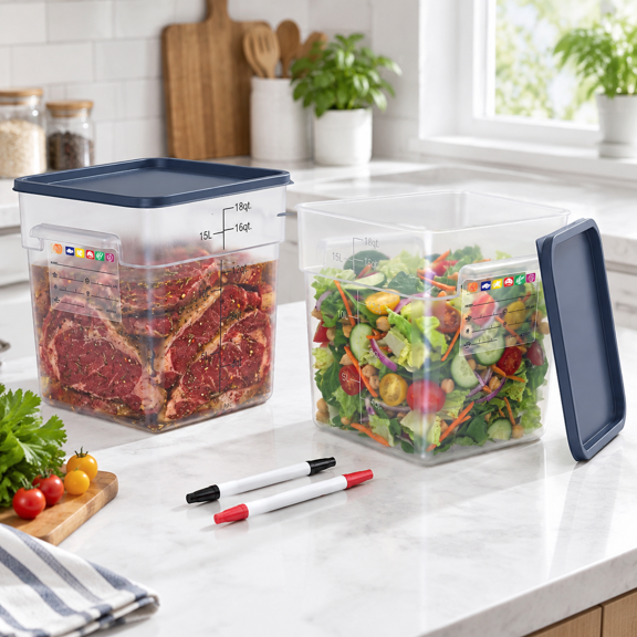 2 Pack 18 Qtmercial Food Storcontainers With Lids Translucent Large Square Handles For Bulk Ingredients Flour Dough Rising And Pe
