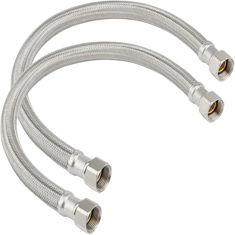 Krydros 18" Stainless Steel Braided Water Heater Connector, 2-Pack