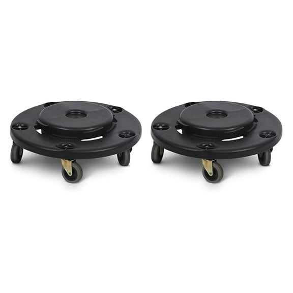 (2 Pack) 18" Trash Can Dolly with Wheels, Black Garbage Base, Transports 20, 32, 44 and 55G Brute Containers