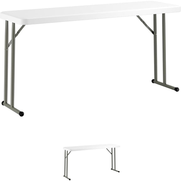 2 Pack! 18 x 60 Folding Table, Granite White Plastic Folding Training and Event Table, Skinny Folding Table, Narrow Folding Table, Long Folding Table, Folding Training Tables