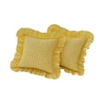 thumbnail image 1 of 2 Pack 18 x18 inches yellow Checkered Throw Gingham pillow covers 100% Washed Cotton Vintage Ruffle Trim Decorative Gingham Pillowcases with Zipper Closure for Bed/Living Room, 1 of 6