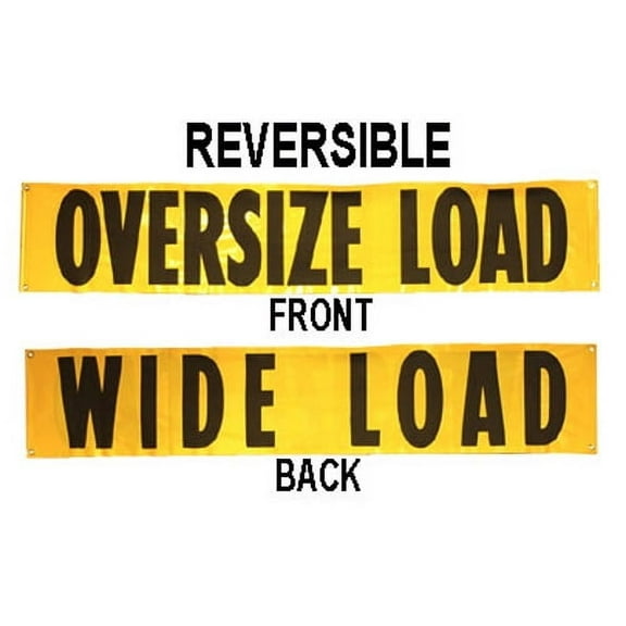 (2 Pack) 18"x84" Reversible Dual Side Oversize Load Sign for Trucks - Oversize / Wide Load Banner with Grommets & Rope for Trailers, Vehicles - Semi Truck Accessories