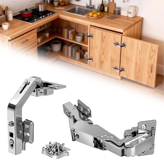 2-Pack 180° & 135° Soft Close Full Overlay Corner Cabinet Hinges Kit for Lazy Susan Bifold Doors, Hydraulic Hinge with Damper for Pie Cut Corner Kitchen Cabinet, 2x180°+2x135°