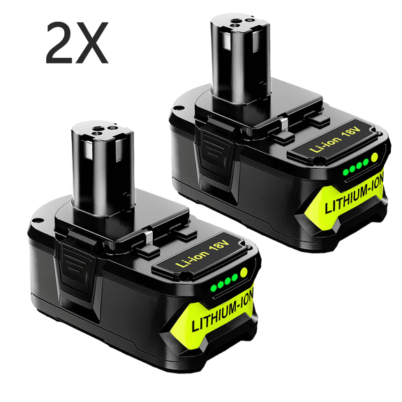 2-Pack 18V 5000mAh Lithium lon Rapid Rechargeable Replacement Battery, Compatible with Ryobi 18v One+ Power Tools P100 P102 P105 P108 P109