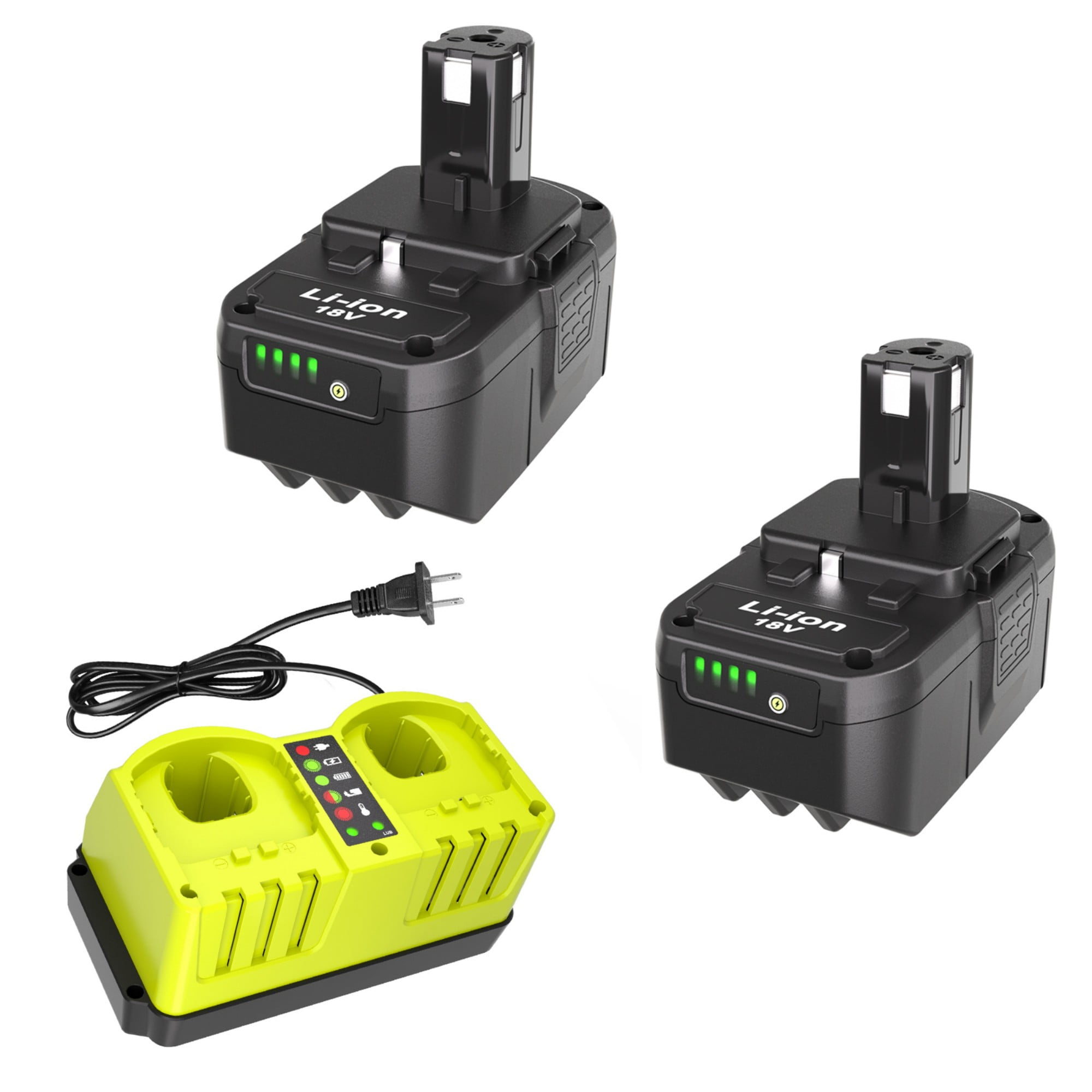 2 Pack 18V 8.0Ah Battery & Dual Charger Kit for Ryobi 18 Volt One+ Batteries