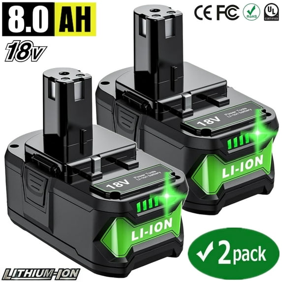 2-Pack 18V Battery 8.0Ah Lithium for Ryobi 18VOLT Cordless Tools P108 P107 P105 P104