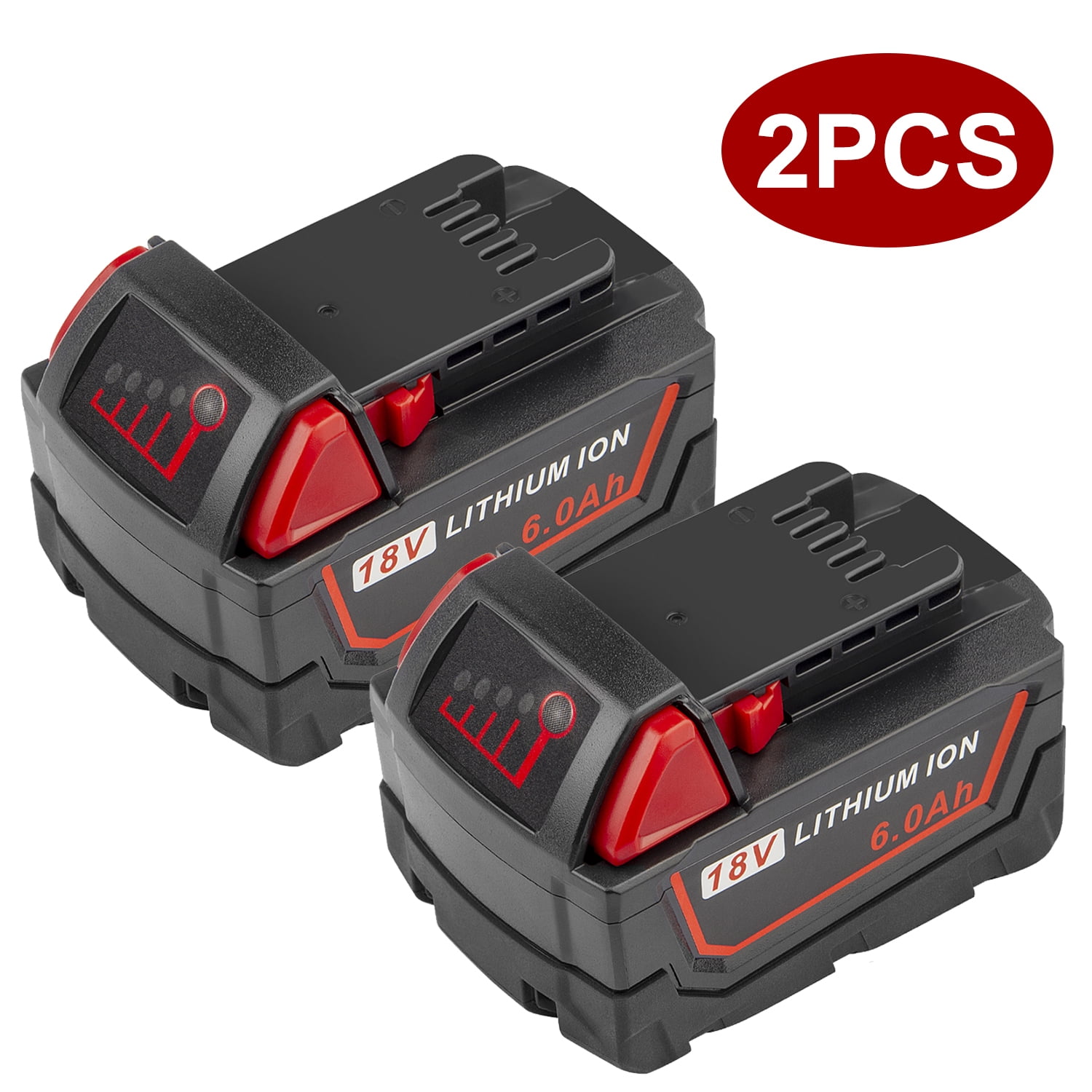 2 Pack 18V Replacement Battery for Milwaukee M 18 Lithium 6.0AH