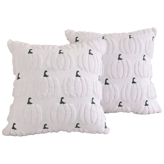 2 Pack 18X18 Inch Halloween Throw Pillow Covers White Pumpkin Decor Fall Decorative Throw Pillows for Couch Farmhouse Halloween Decor Fall Thanksgiving Living Room Decoration