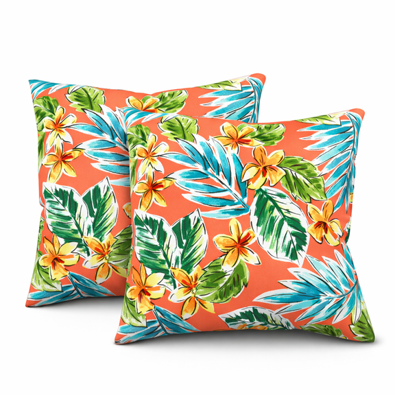 2 Pack 18x18 Inch Outdoor Throw Pillows Simulated Straw Weaving Strip Waterproof Decorative Patio Cushions for Garden Porch Poolside Furniture Light Pink Cotton