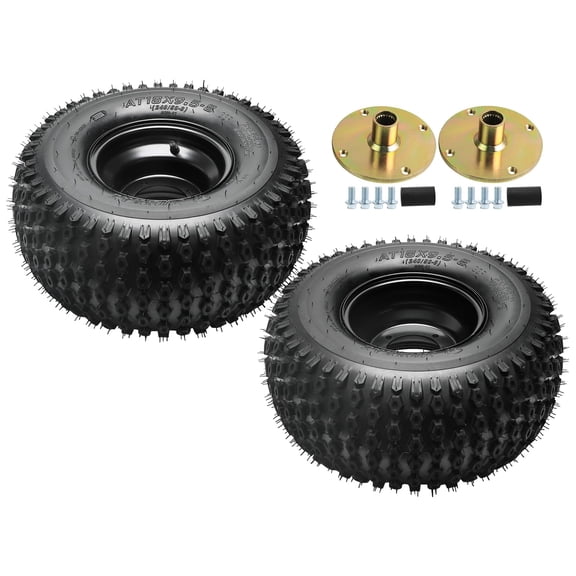 2 Pack 18x9.50-8 18x9.5-8 Tubeless Off-Road Tire with Iron Rim, Fits 240/50-8, 4PR ATV Go Kart Tire with 4 Lug Rear Axle Hubs, 110mm Bolt Pattern For Trike Golf Cart Quad Bike 4 Wheelers (23T)