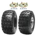 thumbnail image 1 of 2 Pack 18x9.50-8 ATV UTV Sport Wheel and Tire & 24T Rear Axle Hubs 4PR 18x9.5x8 Tubeless Tire with Aluminum Wheel Rim 4 Bolt 110mm Patten for Quad Buggy Go Kart Lawn Mower Golf Cart 4 Wheeler, 1 of 9