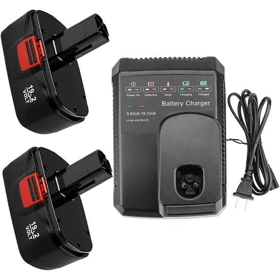 2 Pack 19.2V Ni-Mh C3 Replacement Battery with Charger, Compatible with Craftsman 19.2 Volt Battery 315.115410 315.11485 130279005 1323903 120235021 11375 11376 Cordless Power Tools(Charger Included)