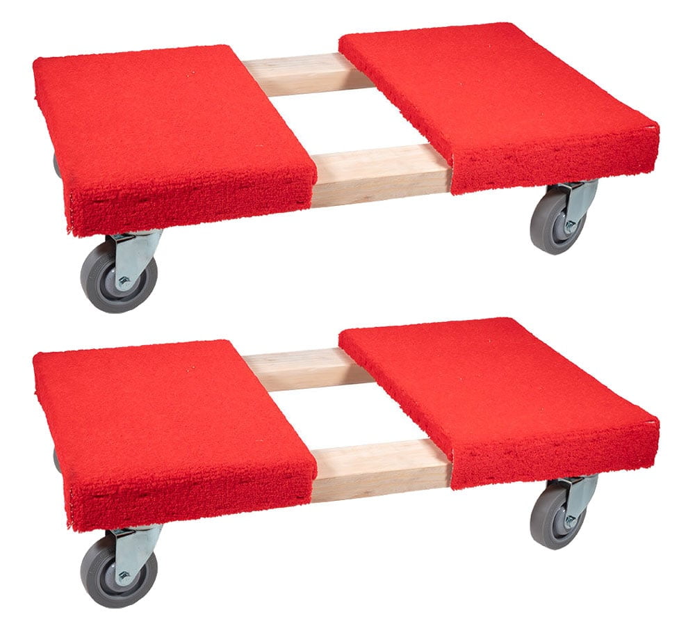 2 Pack 19" x 32" Carpeted Furniture Dolly 4 Wheels 1000 lbs. - Hardwood and Plywood Piano Moving Office Dolly with 3.5" x 4" Swivel Casters Mover