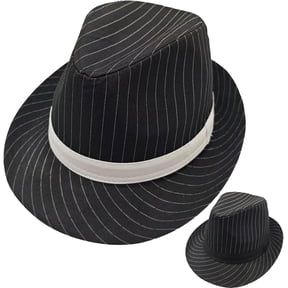 2 Pack 1920S Gangster Mob  Costume Pinstripe Fedora Hat Men Women