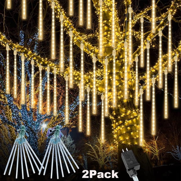 2 Pack 192LED Lights Meteor Shower Rain Tree String Light Garden Party Outdoor